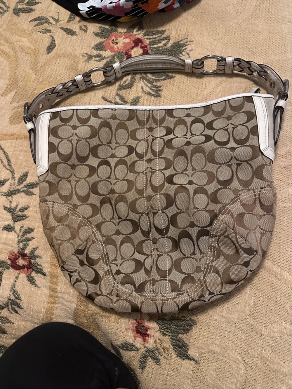 Coach Khaki & Chalk Signature Canvas Hobo